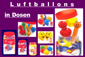 Luftballons in Dosen, Party- und Deko-Sortimente