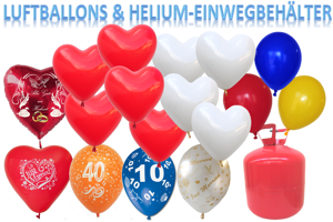 Luftballons und Helium mit dem Einwegbehälter