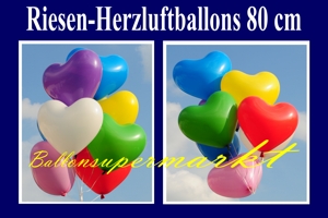 Herzluftballons 80 cm Farbaiswahl - Luftballons zur Hochzeit