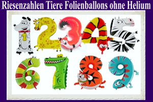 Luftballons aus Folie Tiere als Zahlen