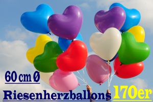 Herzluftballons 60 cm Farbauswahl - Luftballons zur Hochzeit