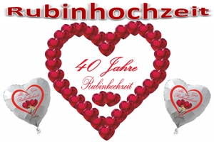 Rubinhochzeit-40.-Hochzeitstag-Dekoration-und-Luftballons