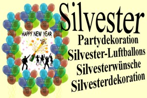 Silvester: Festdekoration und Luftballons