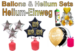 Silvester Dekoration, Luftballons und Helium-Einweg-Behälter