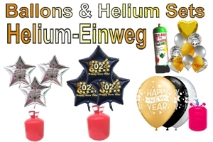 Silvester Dekoration, Luftballons und Helium-Einweg-Behälter