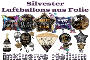 Silvester Luftballons aus Folie inklusive Helium