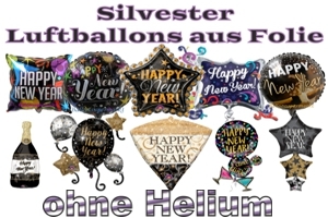 Silvester Luftballons aus Folie ohne Helium