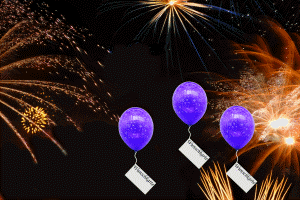 Luftballons mit Wunschkarten in den Silvesterhimmel aufsteigen lassen. Silvesterwünsche gehen in Erfüllung!