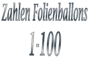 Zahlen-Luftballons 1-100  inklusive Helium