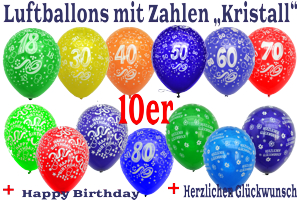 Geburtstagsballons, 10er Beutel Geburtstagsballons, 10er Beutel