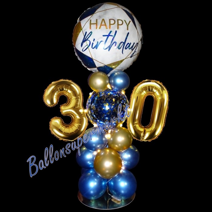 Fotoautomaten-Requisiten Zum 18. Geburtstag – 34-teiliges Set In Blau & Gold Für Jungen/Herren, Inkl. Stäbchen