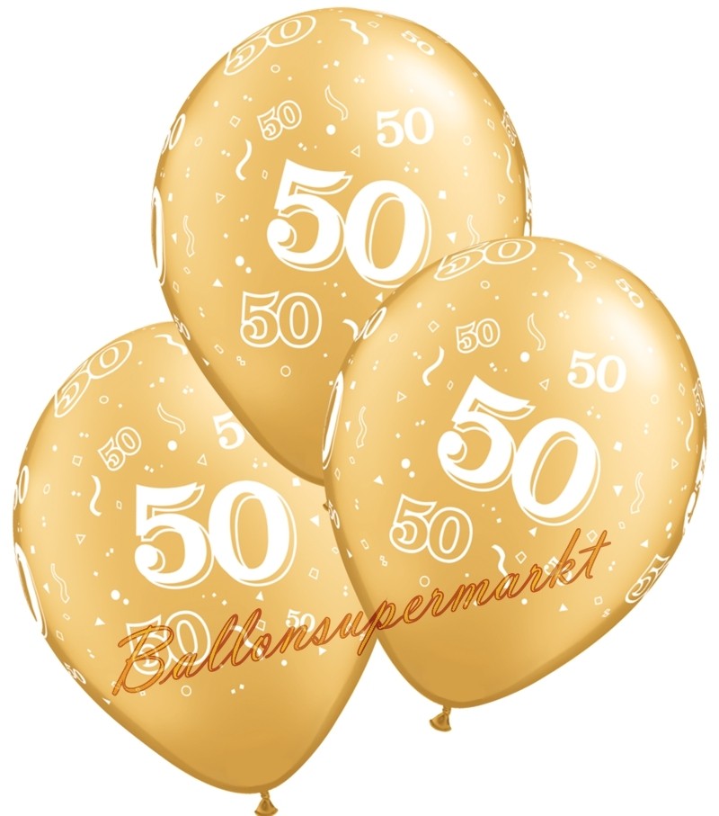 25 große Luftballons in gold zur Goldhochzeit
