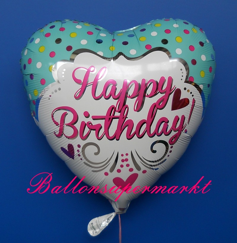 Folienluftballon Happy Birthday Herz Folienballon Mit Ballongas
