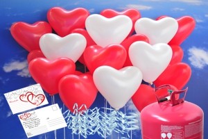 Ballons sind speziell für Helium geeignet 25 rote 25 weiße Herzballons Ø 33cm 