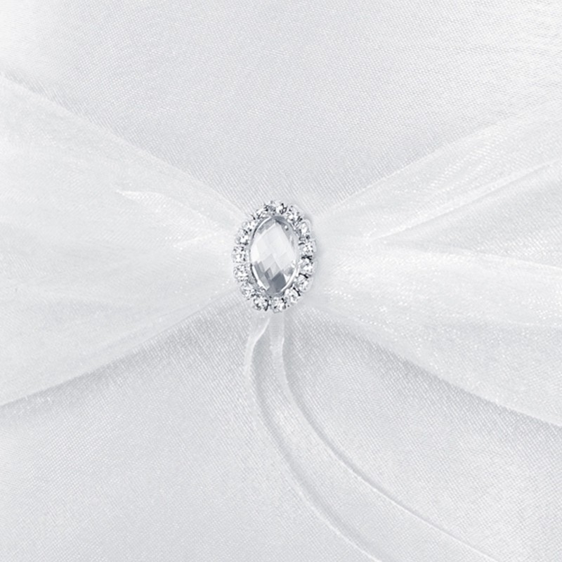 Ringkissen Ringhalter Hochzeit weiß mit ovalem Dekostein 20 x 20 cm