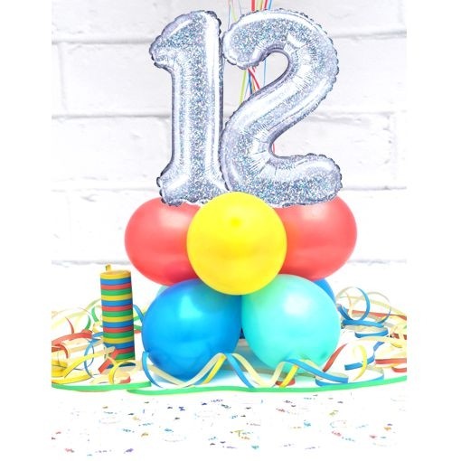 Kuchenaufsatz „Hello 12“ – Geburtstagsdeko Für Den 12. Geburtstag | Rot-goldener Glitzer, Mit Holzstab