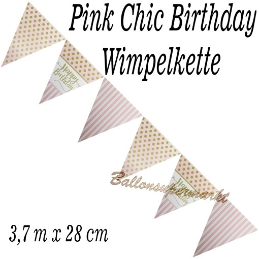 Wimpelkette Happy Birthday, 2,5m