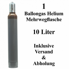 1 Ballongas Helium 10 Liter, 14 Tage Verleih, Mehrwegflasche
