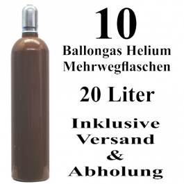 10 Ballongas Helium 20 Liter Mehrwegflaschen