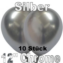 Luftballons in Chrome Silber 30 cm, 10 Stück
