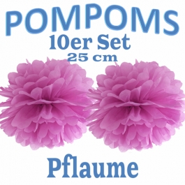 Pompoms Pflaume, 25 cm, 10 Stück