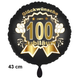 Luftballon aus Folie zum 100. Jahrestag und Jubiläum, 43 cm, schwarz