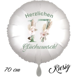 Großer Luftballon zum 17. Geburtstag, Herzlichen Glückwunsch - Boho