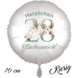 Großer Luftballon zum 28. Geburtstag, Herzlichen Glückwunsch - Boho