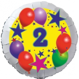 Sterne und Ballons 2, Luftballon aus Folie zum 2. Geburtstag, ohne Ballongas