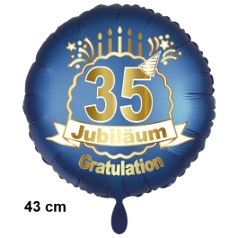 Luftballon aus Folie zum 35. Jahrestag und Jubiläum, 43 cm, blau