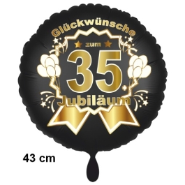 Luftballon aus Folie zum 35. Jahrestag und Jubiläum, 43 cm, schwarz,  inklusive