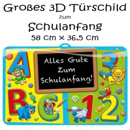 Großes Deko-Schild zum Schulanfang, 3D Türschild zur Einschulung