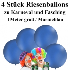 4 Riesenballons zu Karneval und Fasching, 1 Meter groß, Marineblau