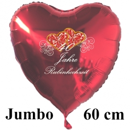 40 Jahre Rubinhochzeit, 60 cm großer Luftballon in Herzform, rot