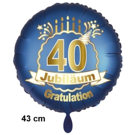 Luftballon aus Folie zum 40. Jahrestag und Jubiläum, 43 cm, blau