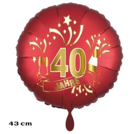 Luftballon aus Folie zum 40. Jahrestag und Jubiläum, 43 cm, rot