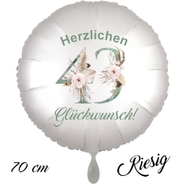 Großer Luftballon zum 43. Geburtstag, Herzlichen Glückwunsch - Boho