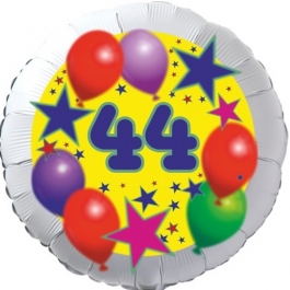 Sterne und Ballons 44, Luftballon aus Folie zum 44. Geburtstag, ohne Ballongas