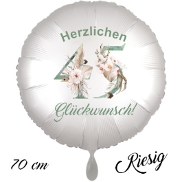 Großer Luftballon zum 45. Geburtstag, Herzlichen Glückwunsch - Boho