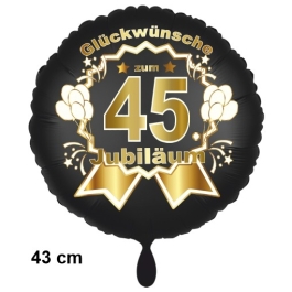Luftballon aus Folie zum 45. Jahrestag und Jubiläum, 43 cm, schwarz