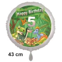Dinosaurier Luftballon Zahl 5 zum 5. Geburtstag, 43 cm