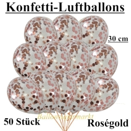 Konfetti-Luftballons 30 cm, Rosegold 50 Stück