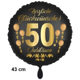Luftballon aus Folie zum 50. Jahrestag und Jubiläum, 43 cm, schwarz, Satin