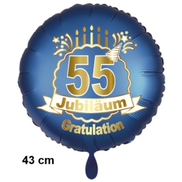 Luftballon aus Folie zum 55. Jahrestag und Jubiläum, 43 cm, blau