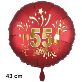 Luftballon aus Folie zum 55. Jahrestag und Jubiläum, 43 cm, rot