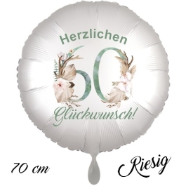 Großer Luftballon zum 60. Geburtstag, Herzlichen Glückwunsch - Boho