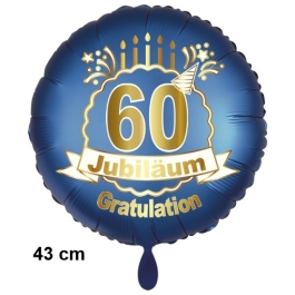 Luftballon aus Folie zum 60. Jahrestag und Jubiläum, 43 cm, blau