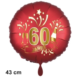 Luftballon aus Folie zum 60. Jahrestag und Jubiläum, 43 cm, rot,  inklusive Helium