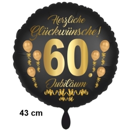 Luftballon aus Folie zum 60. Jahrestag und Jubiläum, 43 cm, schwarz, Satin