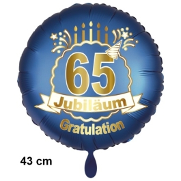 Luftballon aus Folie zum 65. Jahrestag und Jubiläum, 43 cm, blau